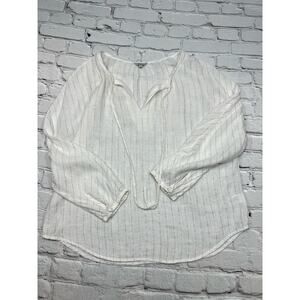 Rails Finn Tunic White w Rose Gold Metallic Pinstripe Size M 200-746-1225 A505